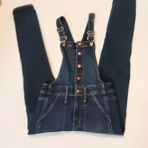 MADEWELL button front denim cotton stretch skinny overalls, XXS